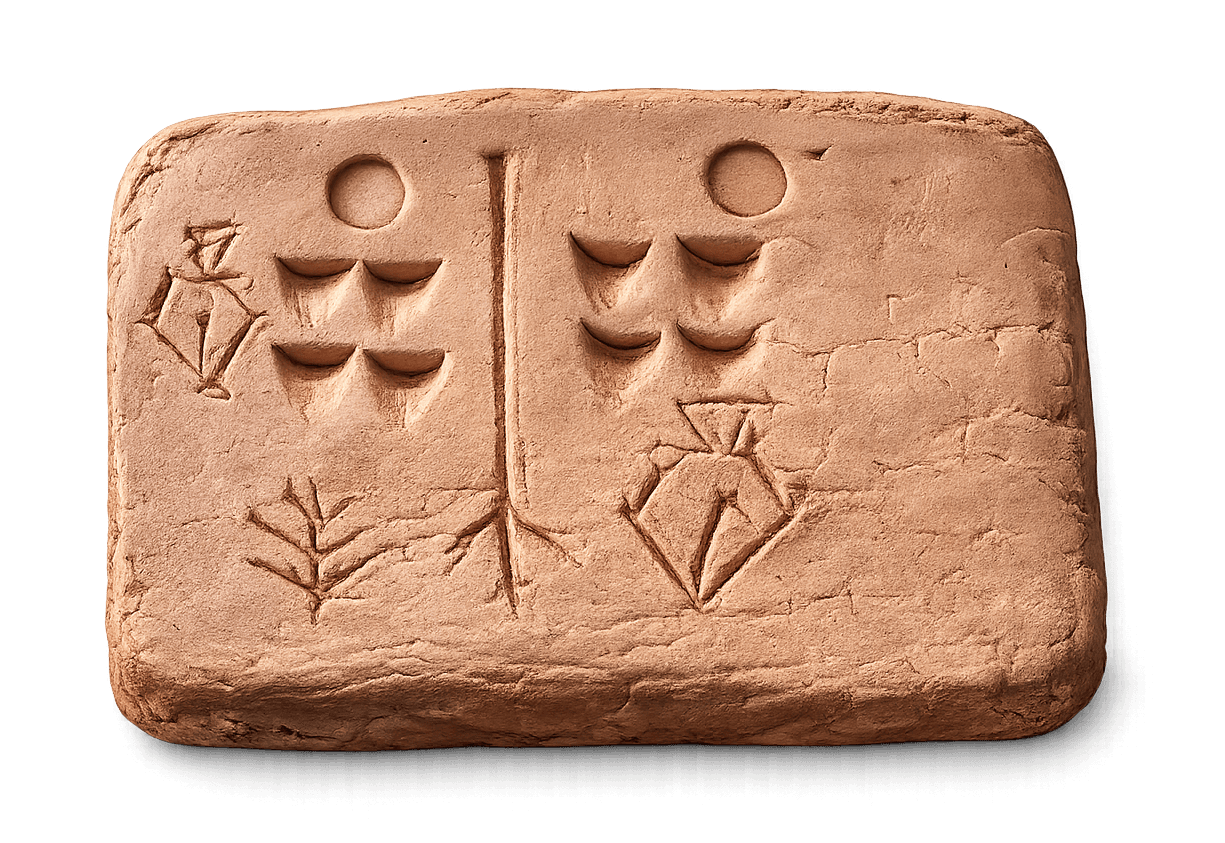 Tablettes d'argile gravées et stylet